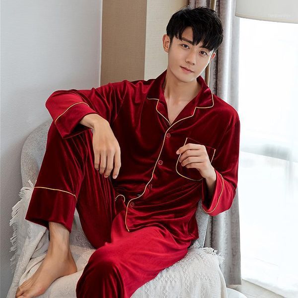 men's sleepwear autumn 2pcs velvet pajamas suit homewear men sleep set nightwear velour intimate lingerie home clothing casual pyjamas, Black;brown
men's sleepwear autumn 2pcs velvet pajamas suit homewear men sleep set nightwear velour intimate lingerie home clothing casual pyjamas, Black;brown