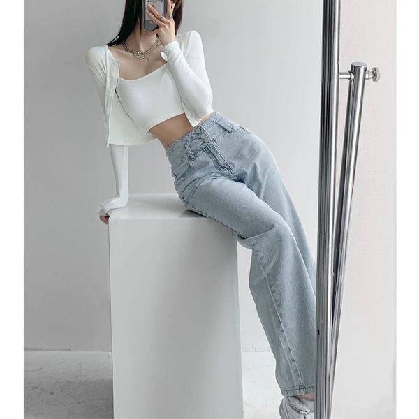 women's jeans straight women high waisted denim pants wide leg vintage streetwear full length trousers casual loose, Blue
women's jeans straight women high waisted denim pants wide leg vintage streetwear full length trousers casual loose, Blue