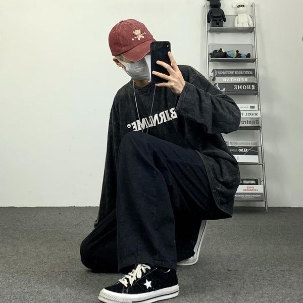men's t-shirts korea harajuku autumn hip-hop fried color washed letters printed long-sleeved t-shirt men oversized punk tee arrival 202, White;black
men's t-shirts korea harajuku autumn hip-hop fried color washed letters printed long-sleeved t-shirt men oversized punk tee arrival 202, White;black