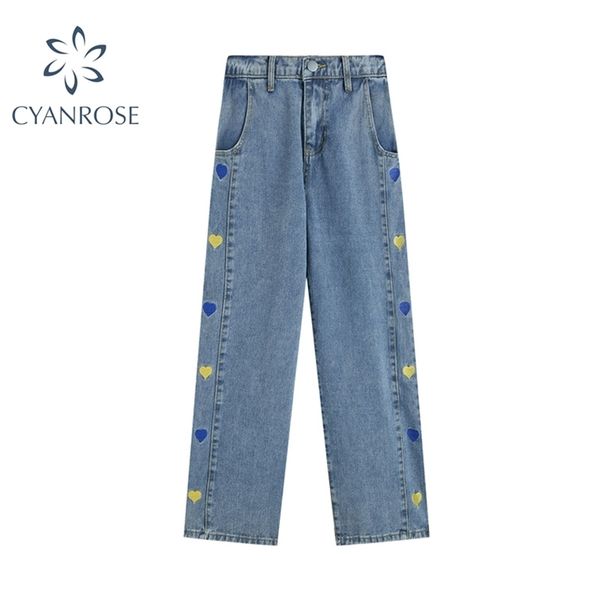 heart embroidery denim pants women korean style wide leg jeans female summer fashion high waist loose trousers 210515, Blue
heart embroidery denim pants women korean style wide leg jeans female summer fashion high waist loose trousers 210515, Blue
