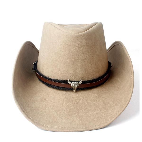 cloches women men leather western cowboy hat for gentleman fedora sombrero cap dad, Blue;gray
cloches women men leather western cowboy hat for gentleman fedora sombrero cap dad, Blue;gray