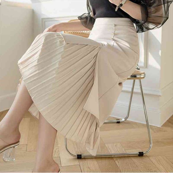 spring korean slim chic women skirts buttons high waist irregular patchwork pleated midi lady elegant saias k527, Black
spring korean slim chic women skirts buttons high waist irregular patchwork pleated midi lady elegant saias k527, Black