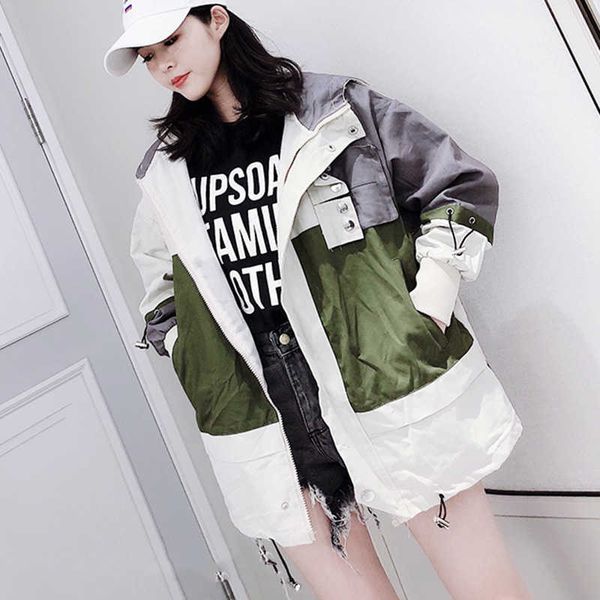 autumn windbreaker jacket female spliced hooded women coat harajuku bf loose bomber jacket omen basic jackets 210531, Black;brown
autumn windbreaker jacket female spliced hooded women coat harajuku bf loose bomber jacket omen basic jackets 210531, Black;brown