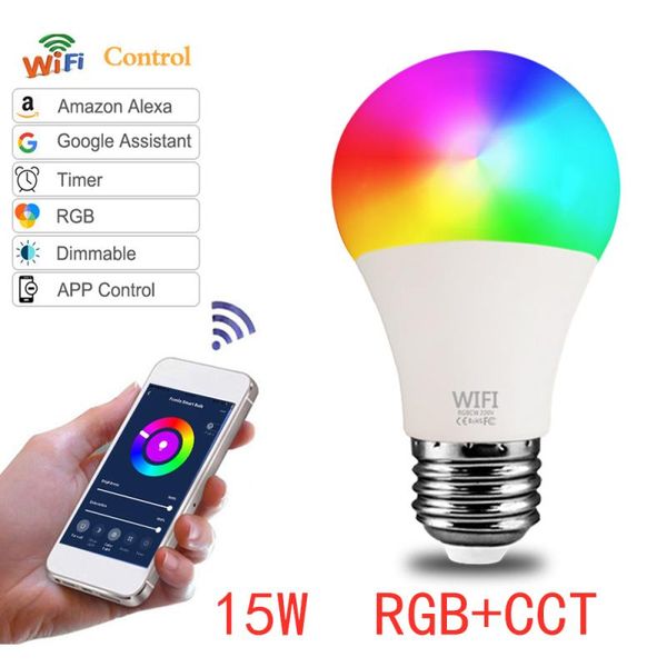 bulbs wifi e27 15w color changing led smart light bulb neon lamp home voice control alexa google assistant
bulbs wifi e27 15w color changing led smart light bulb neon lamp home voice control alexa google assistant