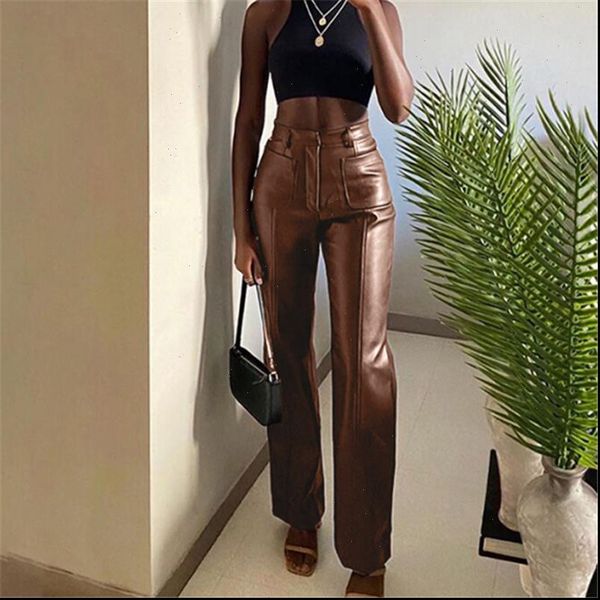 dewadbow fashion solid color womens capris pu leather trousers black brown high waist office lady slim vintage wide leg pants, Black;white
dewadbow fashion solid color womens capris pu leather trousers black brown high waist office lady slim vintage wide leg pants, Black;white