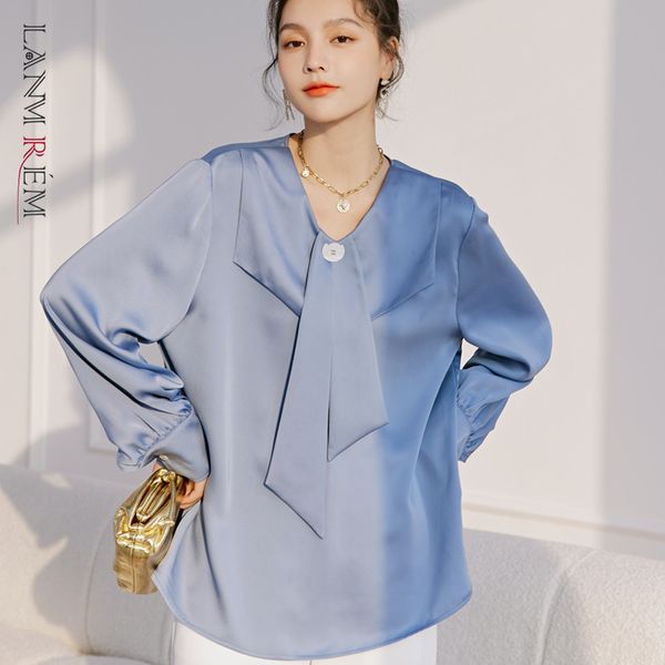 spring style fashion temperament bow tie v-neck women solid color long-sleeved shirt 2e1026 210507, White
spring style fashion temperament bow tie v-neck women solid color long-sleeved shirt 2e1026 210507, White