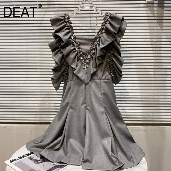 women gray ruffles temperament diamond pleated dress v-neck sleeveless arrivals fashion spring summer 11d128 210525, Black;gray
women gray ruffles temperament diamond pleated dress v-neck sleeveless arrivals fashion spring summer 11d128 210525, Black;gray