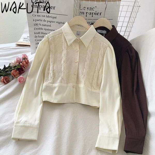 women's blouses & shirts wakuta chic fashion short blouse women hollow out design single breasted shirt female autumn winter korean clo, White
women's blouses & shirts wakuta chic fashion short blouse women hollow out design single breasted shirt female autumn winter korean clo, White