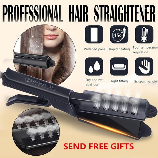 hair straightener four-gear temperature adjustment ceramic tourmaline flat iron steam widen panel curler1, Black
hair straightener four-gear temperature adjustment ceramic tourmaline flat iron steam widen panel curler1, Black