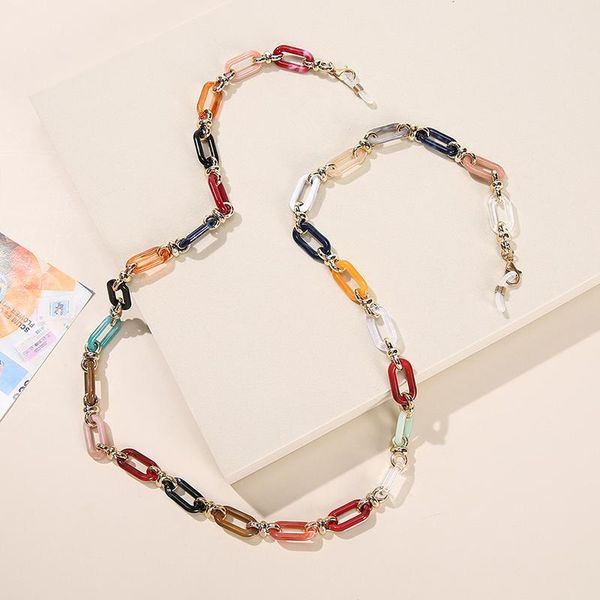 sunglasses frames unique multicolor acrylic link chains for women bohemia mask gold color fashion jewelry accessories, Silver
sunglasses frames unique multicolor acrylic link chains for women bohemia mask gold color fashion jewelry accessories, Silver
