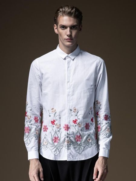 men's male man 2021 autumn embroidered embroidery base 100% cotton white long-sleeved shirt b193113094 casual shirts, White;black
men's male man 2021 autumn embroidered embroidery base 100% cotton white long-sleeved shirt b193113094 casual shirts, White;black