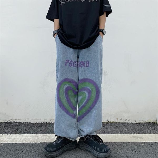 women's jeans wash ins love graffiti printing casual loose wide-leg trousers for men and women mom, Blue
women's jeans wash ins love graffiti printing casual loose wide-leg trousers for men and women mom, Blue