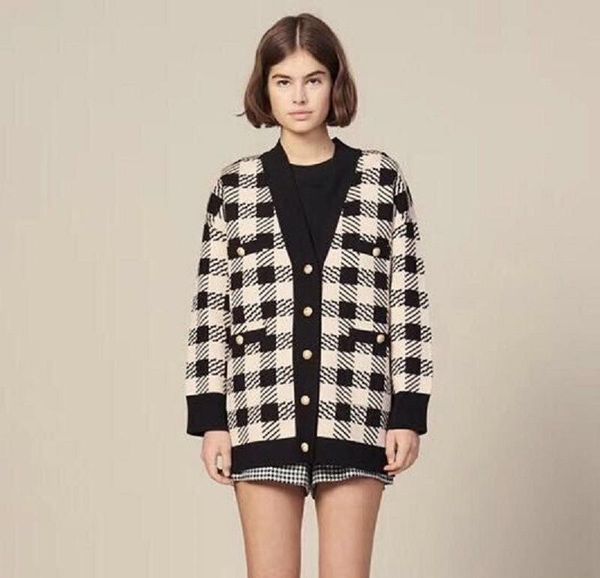 women's knits & tees 2021 spring, autumn and winter temperament fashion scottish plaid retro loose knit cardigan jacket, White
women's knits & tees 2021 spring, autumn and winter temperament fashion scottish plaid retro loose knit cardigan jacket, White