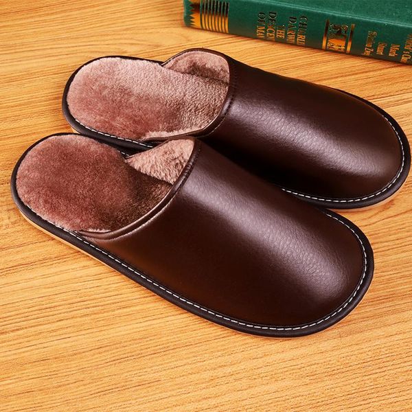 slippers couple's winter indoor pu leather anti-slip thick sole women home comfortable warm shoes for men, Black
slippers couple's winter indoor pu leather anti-slip thick sole women home comfortable warm shoes for men, Black