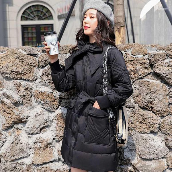 women's down & parkas 2021 winter korean version jacket fashion loose medium and long style thin women coat belt stand collar bow tie c, Black
women's down & parkas 2021 winter korean version jacket fashion loose medium and long style thin women coat belt stand collar bow tie c, Black