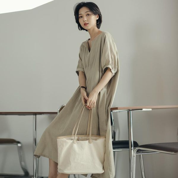 casual dresses korean literature and art cotton dress women's 2021 summer loose thin age reducing large 0306, Black;gray
casual dresses korean literature and art cotton dress women's 2021 summer loose thin age reducing large 0306, Black;gray