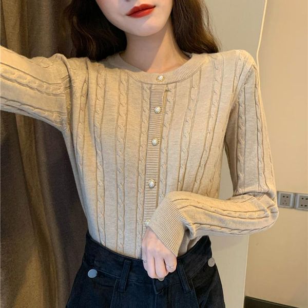 women's knits & tees elegant women o-neck knitted cardigans single-breasted slim twisted sweater female 2021 autumn outwear, White
women's knits & tees elegant women o-neck knitted cardigans single-breasted slim twisted sweater female 2021 autumn outwear, White