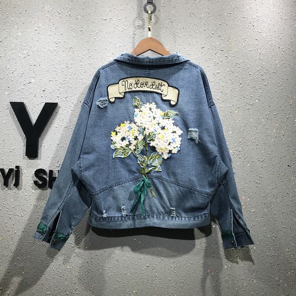 spring autumn fashion high street women long sleeve floral vintage hole denim coat female jacket a859 210428, Black;brown
spring autumn fashion high street women long sleeve floral vintage hole denim coat female jacket a859 210428, Black;brown