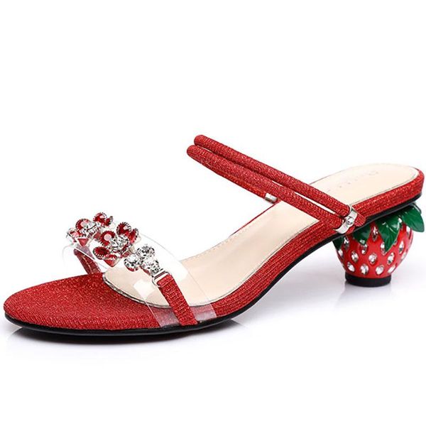 glitter sandals women summer shoes fashion block heels 6cm strawberry 2021 crystal flowers slippers red ladies, Black
glitter sandals women summer shoes fashion block heels 6cm strawberry 2021 crystal flowers slippers red ladies, Black