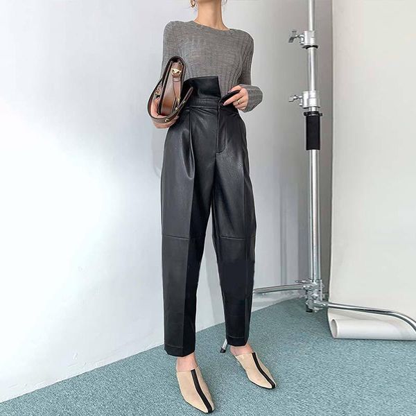 leather harem pants for women high waist ankle length black casual trousers female fashion clothing 2021 women's & capris, Black;white
leather harem pants for women high waist ankle length black casual trousers female fashion clothing 2021 women's & capris, Black;white