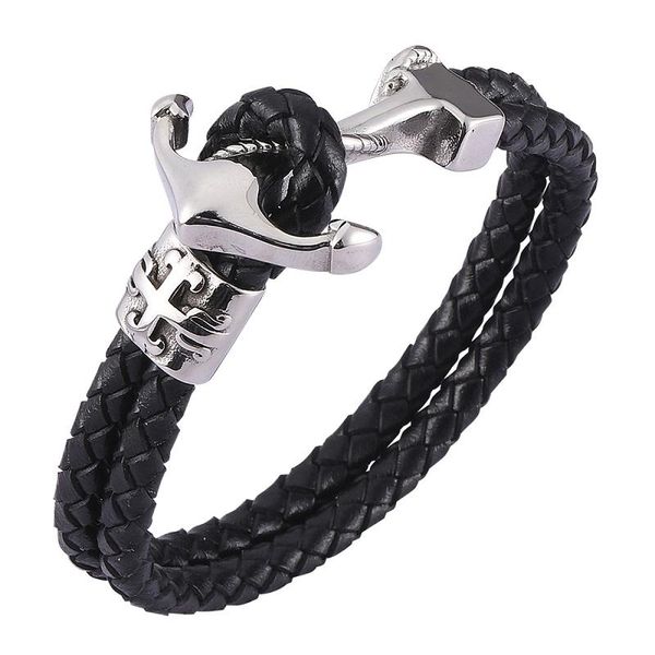 charm bracelets black braided leather double layer bracelet men stainless steel anchor buckle bangles wristband jewelry accessories s0479, Golden;silver
charm bracelets black braided leather double layer bracelet men stainless steel anchor buckle bangles wristband jewelry accessories s0479, Golden;silver