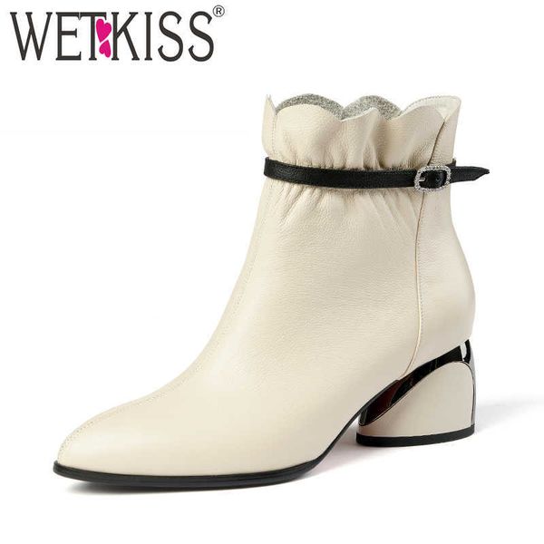 wetkiss genuine leather ankle boots women metal high heels boot female ruffles shoes ladies square toe buckle shoes women winter 210630, Black
wetkiss genuine leather ankle boots women metal high heels boot female ruffles shoes ladies square toe buckle shoes women winter 210630, Black
