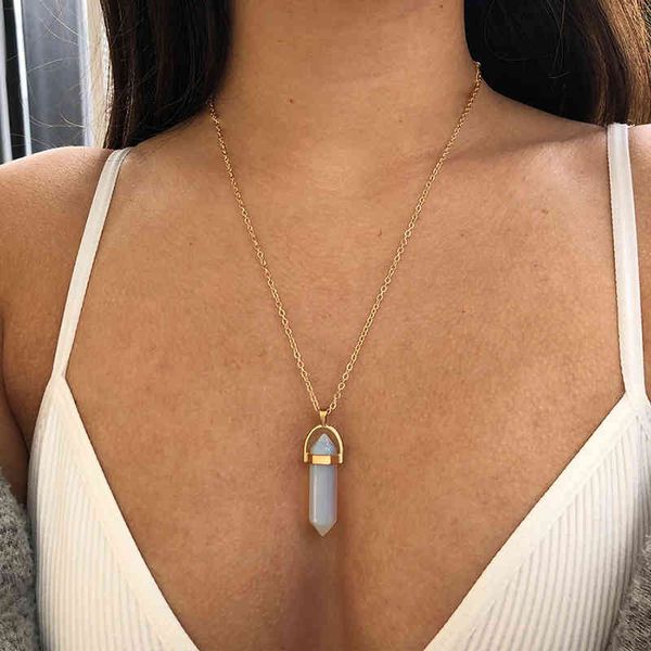 fluorite quartz crystal bohemian hexagon opal chain pendant for women bullet hexagonal stone necklace jewelry, Silver
fluorite quartz crystal bohemian hexagon opal chain pendant for women bullet hexagonal stone necklace jewelry, Silver