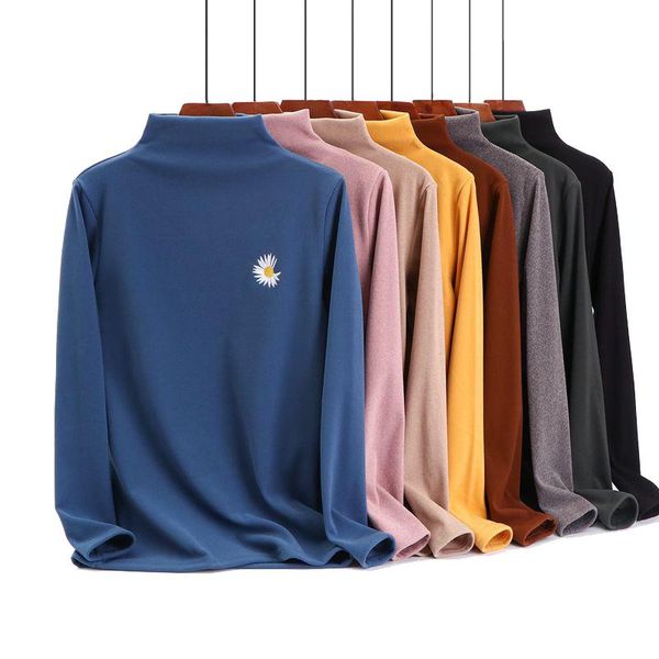 women's t-shirt korean women slim shirt turtleneck elastic long sleeve t female autumn tees casual embroidery flower shirts, White
women's t-shirt korean women slim shirt turtleneck elastic long sleeve t female autumn tees casual embroidery flower shirts, White