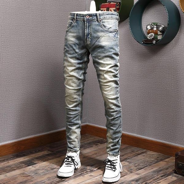 men's jeans european vintage fashion men retro blue elastic slim fit ripped korean style casual denim pants
men's jeans european vintage fashion men retro blue elastic slim fit ripped korean style casual denim pants