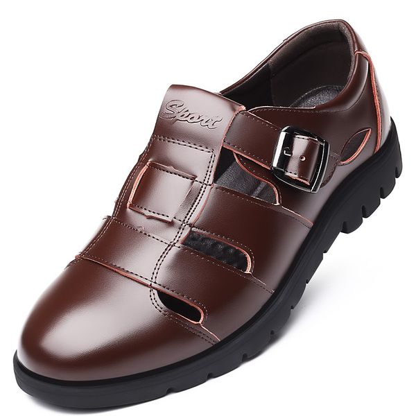 summer mens slippers genuine leather sandals outdoor casual men leather sandals for beach shoes hombre hollow aerated shoes, Black
summer mens slippers genuine leather sandals outdoor casual men leather sandals for beach shoes hombre hollow aerated shoes, Black