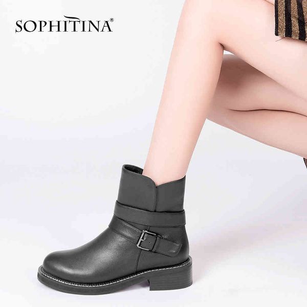 sophitina fashion buckle ankle boots cow leather winter woman shoes comfortable low heel round toe retro shoes m29 210513, Black
sophitina fashion buckle ankle boots cow leather winter woman shoes comfortable low heel round toe retro shoes m29 210513, Black