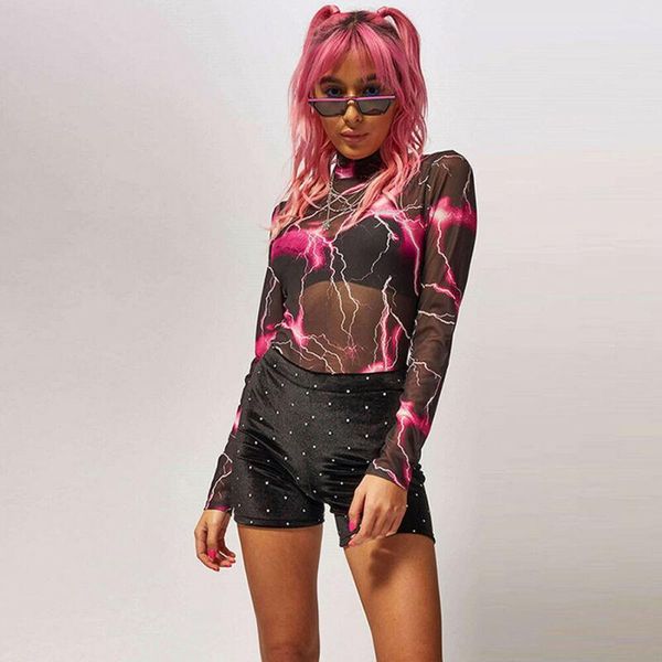 women's jumpsuits & rompers women ladies mesh long sleeve turtleneck bodysuit bodycon jumpsuit romper printed playsuit, Black;white
women's jumpsuits & rompers women ladies mesh long sleeve turtleneck bodysuit bodycon jumpsuit romper printed playsuit, Black;white
