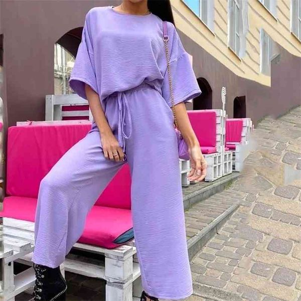 o-neck sweatsuit 's loose wide-leg pants casual fashion short-sleeved suit elastic waist leisure set women 2 piece set 210508, White
o-neck sweatsuit 's loose wide-leg pants casual fashion short-sleeved suit elastic waist leisure set women 2 piece set 210508, White