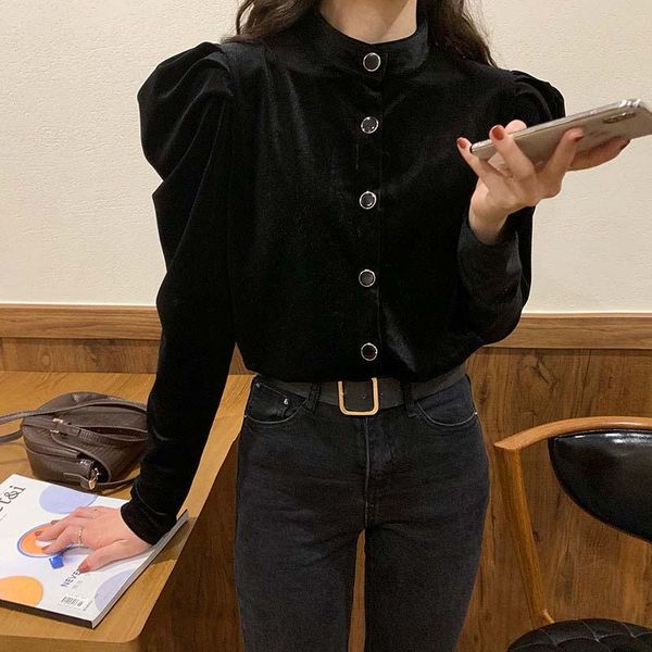 women's blouses & shirts 2021 black vintage chic basic solid velvet retro sweet stylish all-match loose office lady casual shirt, White
women's blouses & shirts 2021 black vintage chic basic solid velvet retro sweet stylish all-match loose office lady casual shirt, White