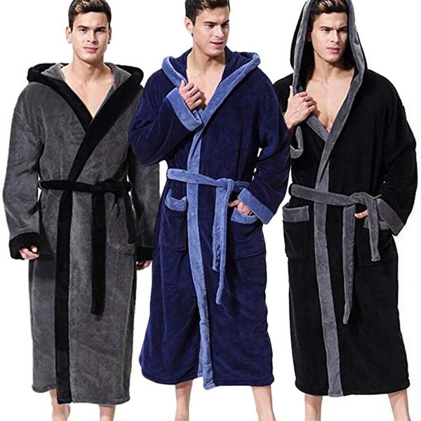 men's sleepwear men bath robe coat hoody bathrobe cloak warm casual lounge soft dressing gown hooded solid long sleeve nightwear, Black;brown
men's sleepwear men bath robe coat hoody bathrobe cloak warm casual lounge soft dressing gown hooded solid long sleeve nightwear, Black;brown
