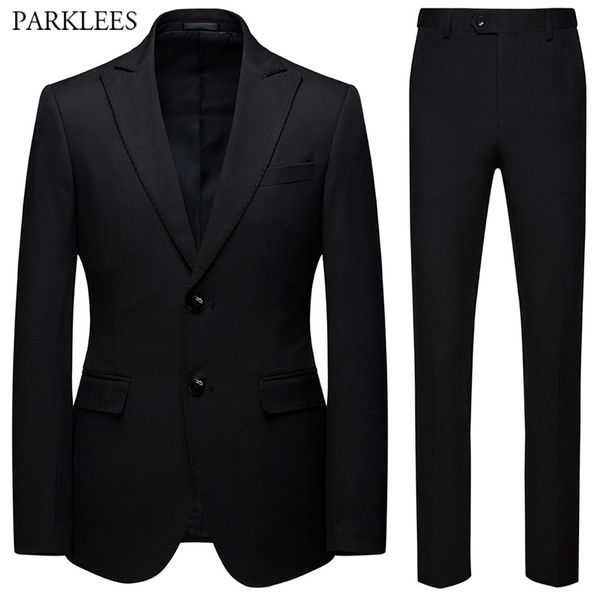 men black suit fashion wedding suits for men 2 pieces slim fit two button suit mens party prom tuxedo suit male costume 210524, White;black
men black suit fashion wedding suits for men 2 pieces slim fit two button suit mens party prom tuxedo suit male costume 210524, White;black