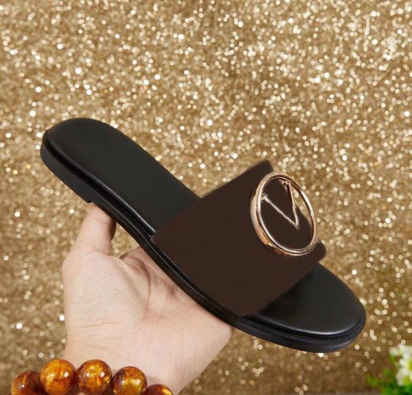 luxuries designer men's women's slippers sandals shoes slide summer fashion wide flat flip flops, Black