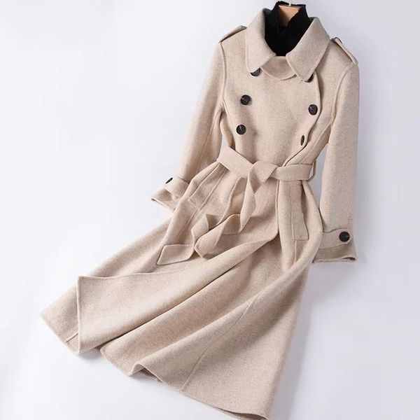 women's wool & blends autumn and winter double-sided coat long cashmere slim fit, Black
women's wool & blends autumn and winter double-sided coat long cashmere slim fit, Black