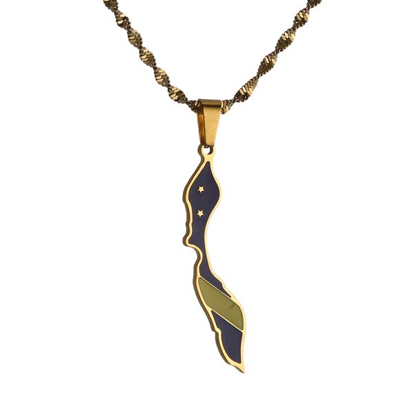 stainless steel enamel curacao islands map flag pendant necklaces gold color country maps chain jewelry, Silver