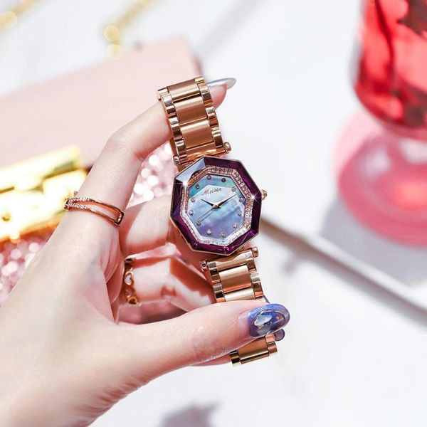 wristwatches 2021 women's watch meibin simple polygon dial personality starry gradient rhinestone ladies bracelet quartz relogio, Slivery;brown
wristwatches 2021 women's watch meibin simple polygon dial personality starry gradient rhinestone ladies bracelet quartz relogio, Slivery;brown