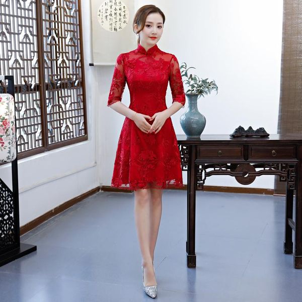 ethnic clothing red lace cheongsam oriental wedding party evening dress chinese traditional womens elegant qipao mini robe retro vestid
ethnic clothing red lace cheongsam oriental wedding party evening dress chinese traditional womens elegant qipao mini robe retro vestid