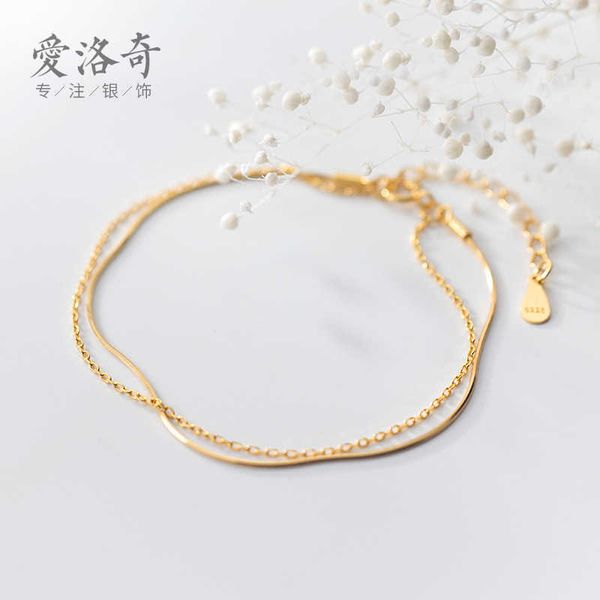 s925 sier bracelet women's korean style fashion small fresh snake bone double layer bracelet temperament lady hand jewelry s2846, Golden;silver
s925 sier bracelet women's korean style fashion small fresh snake bone double layer bracelet temperament lady hand jewelry s2846, Golden;silver