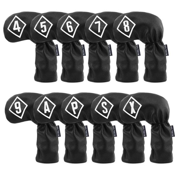 big teeth 10pcs/set (4~9 p a s x) golf iron clubs head covers headcover long neck no.embroidery elastic closure black pu leather complete se
big teeth 10pcs/set (4~9 p a s x) golf iron clubs head covers headcover long neck no.embroidery elastic closure black pu leather complete se