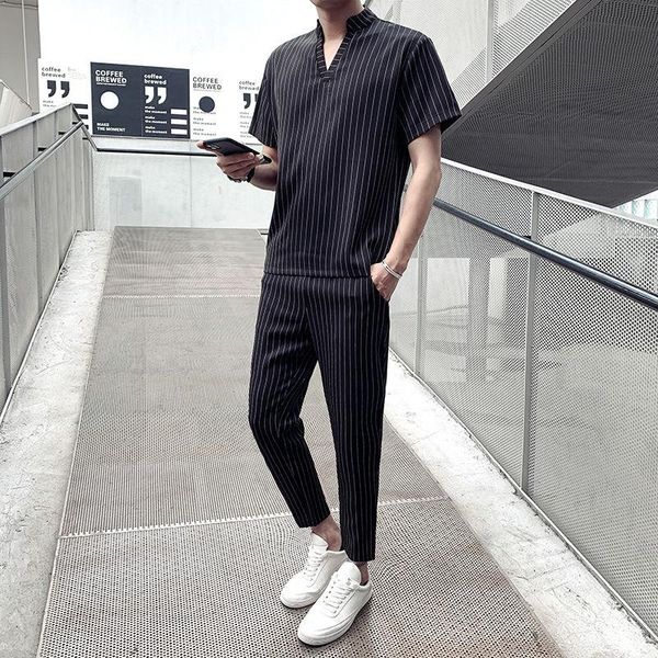 summer stripe suit men trend short sleeve 2 piece set korean 2021 tracksuit for black navy blue moda hombre men's tracksuits, Gray
summer stripe suit men trend short sleeve 2 piece set korean 2021 tracksuit for black navy blue moda hombre men's tracksuits, Gray
