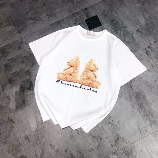 21 summer new cartoon bear print t-shirt men's and women's round neck pullover loose casual short sleeve top, White
21 summer new cartoon bear print t-shirt men's and women's round neck pullover loose casual short sleeve top, White