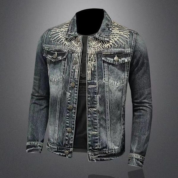men's jackets fashionable european and american slim jeans jacket personality stitching embroidery leisure grey, Black;brown
men's jackets fashionable european and american slim jeans jacket personality stitching embroidery leisure grey, Black;brown