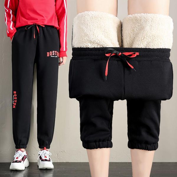 women's pants & capris 2021 women winter warm sweatpants thicken black harem letters fleece leggings loose sport lamb trousers p9421, Black;white
women's pants & capris 2021 women winter warm sweatpants thicken black harem letters fleece leggings loose sport lamb trousers p9421, Black;white