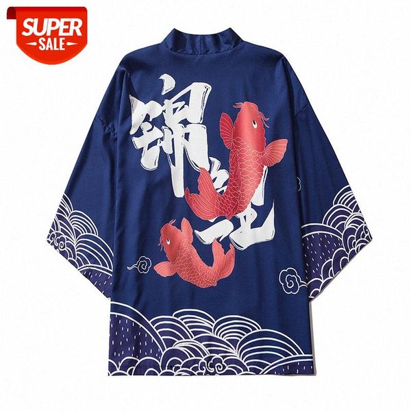 chinese style carp print three-quarter sleeves road robe shirt for men and women couples casual sun protection jacket #y98g, White;black
chinese style carp print three-quarter sleeves road robe shirt for men and women couples casual sun protection jacket #y98g, White;black