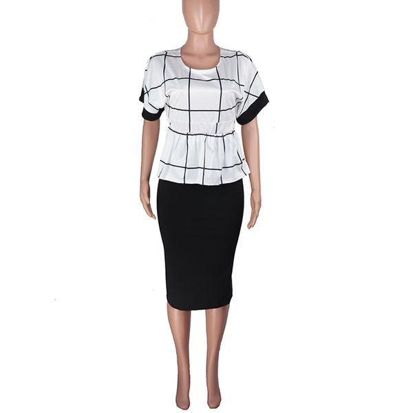 dress female two pieces white ensemble chess peplum blouse with pencil skirts office ladies elegant casual fashion 2 upsa, Black;gray
dress female two pieces white ensemble chess peplum blouse with pencil skirts office ladies elegant casual fashion 2 upsa, Black;gray
