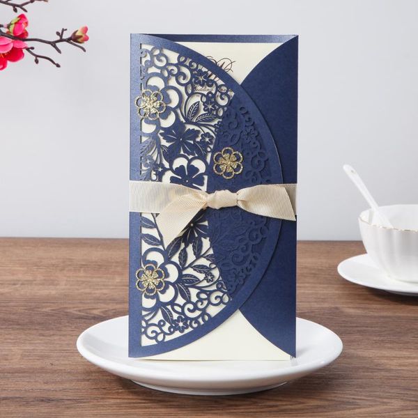 greeting cards 50pcs/pack wedding invitation flower laser cut invitations for birthday party event festival anniversary with ribbon
greeting cards 50pcs/pack wedding invitation flower laser cut invitations for birthday party event festival anniversary with ribbon